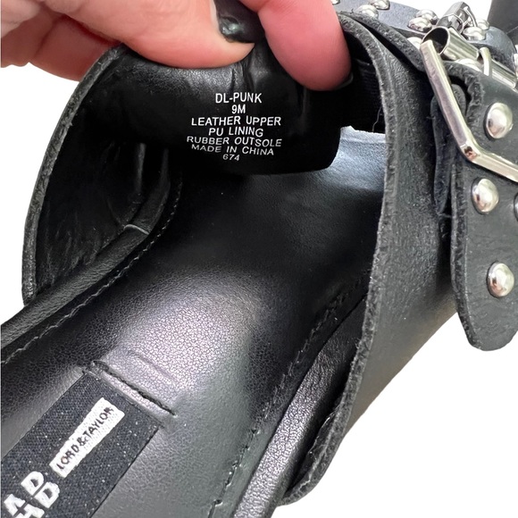 DESIGN LAB LORD & TAYLOR Punk Studded Rivet Leather Slip On Sandal size 9 Black - Picture 7 of 12